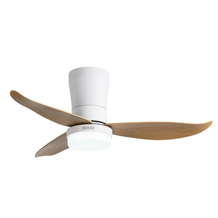Ventilatore da soffitto 90 cm con luce LED 30W, 6 velocità, motore DC 18W, telecomando e timer - SOGO