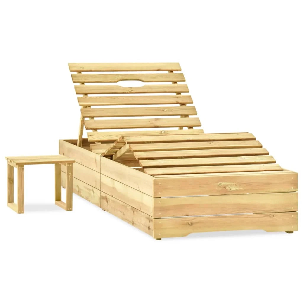 Lettino prendisole sedia a sdraio lettino prendisole letto da giardino mobili da esterno per patio 198 cm con tavolo e cuscino pino impregnato 02_0012687