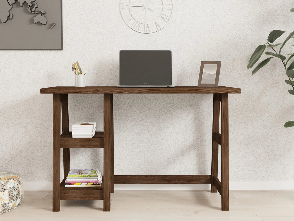 Tollo, Scrivania 3 Ripiani, 120x51x74h cm Marrone Noce