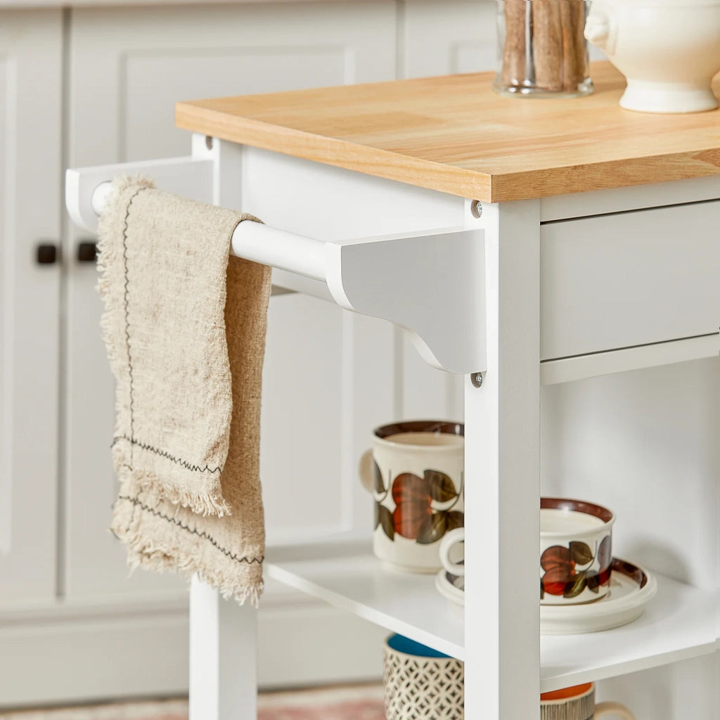 Carrello di servizio, Credenza in legno, mobile cucina, bianco, FKW46-WN