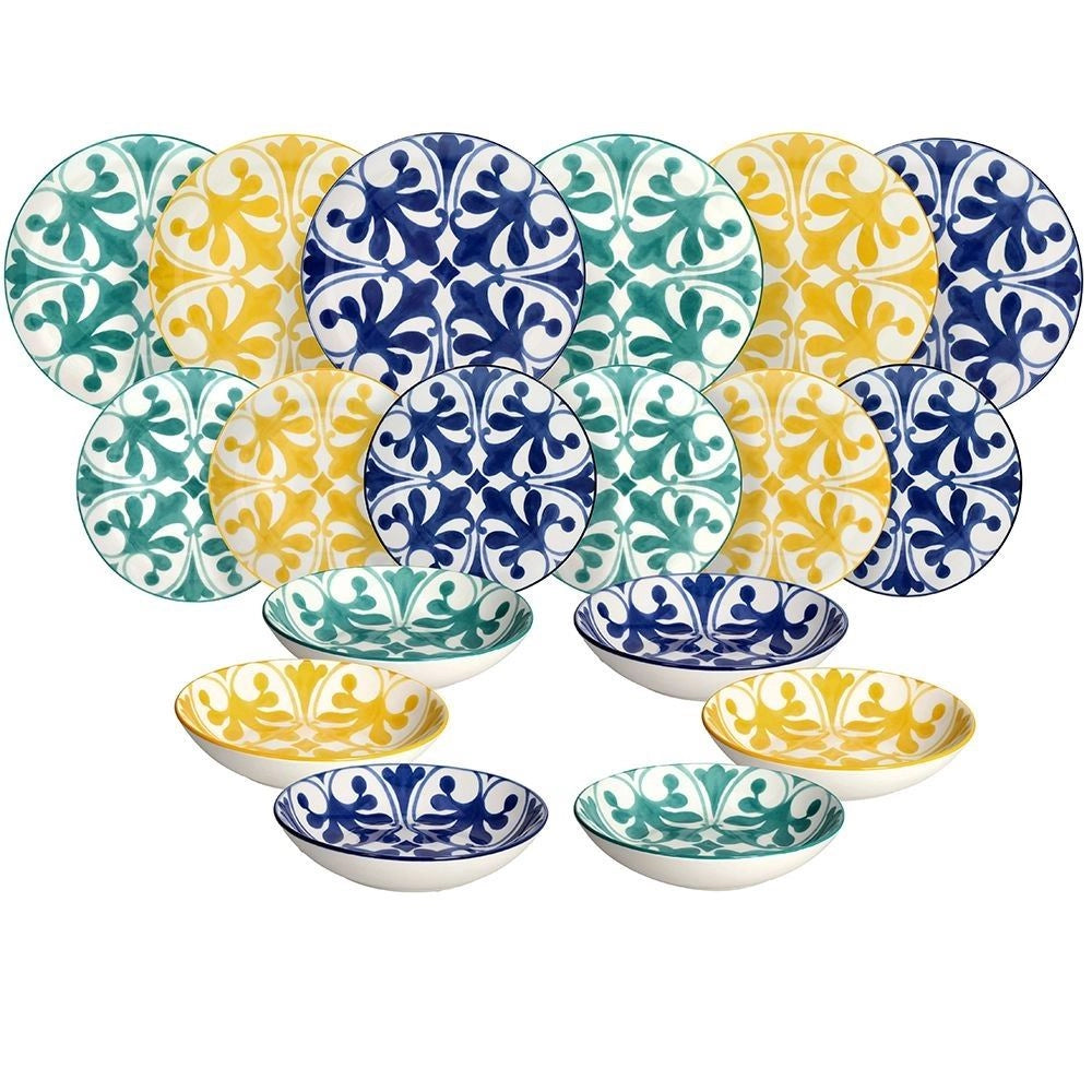 Servizio di Piatti da Tavola in Porcellana Madison Majolica 18 Pezzi