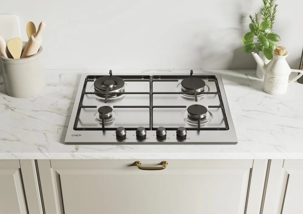 Candy Classic CHW6BR4WTX Acciaio inox Da incasso 59 cm Gas 4 Fornello(i)