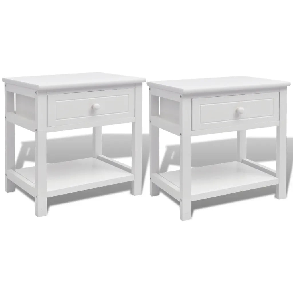 Comodini 2 pezzi-Set di 2 Tavolino da notte Bianchi in Legno