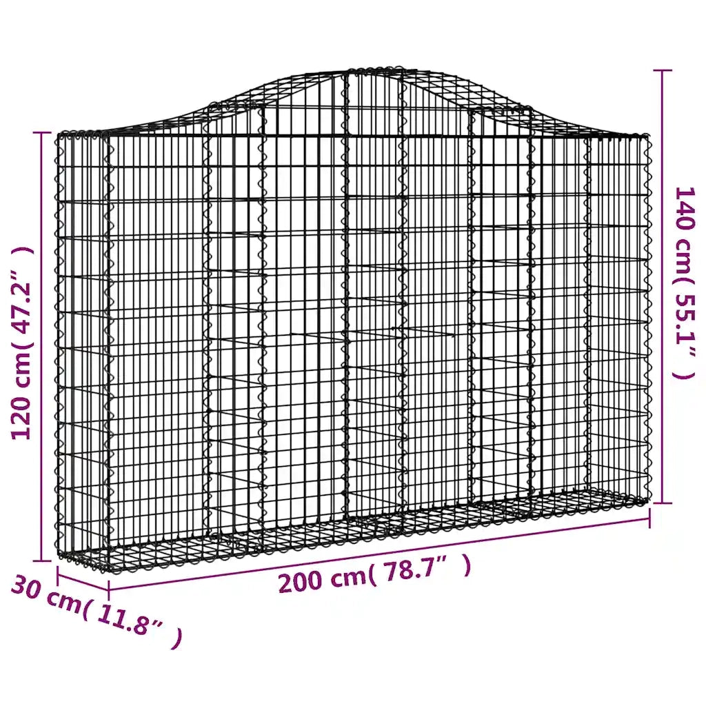 Cesti Gabbioni ad Arco 2 pz 200x30x120/140 cm Ferro Zincato 3145451