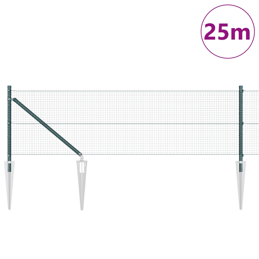 Set di Pali di Recinzione Set di 2 Verde Metallo 25 x 0.5 m