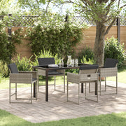 Set da Pranzo da Giardino a 5 Pezzi con Cuscini Grigio Chiaro in Rattan Polimerico