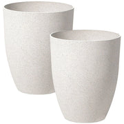 Set di 2 vasi in poliresina in fibra di vetro di colore bianco crema 35 x 35 x 42 cm interni ed esterni