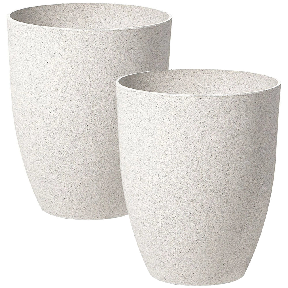 Set di 2 vasi in poliresina in fibra di vetro di colore bianco crema 35 x 35 x 42 cm interni ed esterni