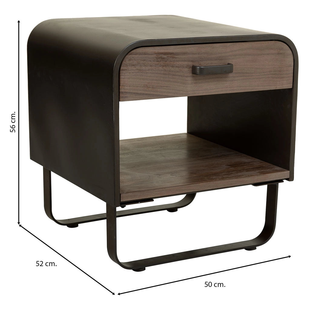 Tavolino in metallo e legno nero 50x52x56h cm