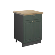 Mobiletto base per cucina Fame-Line Verde-oro rustico/Antracite 60 cm con cassetto, PL Rovere Vicco