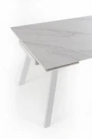 E-STYLO Tavolo allungabile con top marmo bianco in ceramica e gambe in metallo bianco, 80cm X 140/200cm H. 76cm.