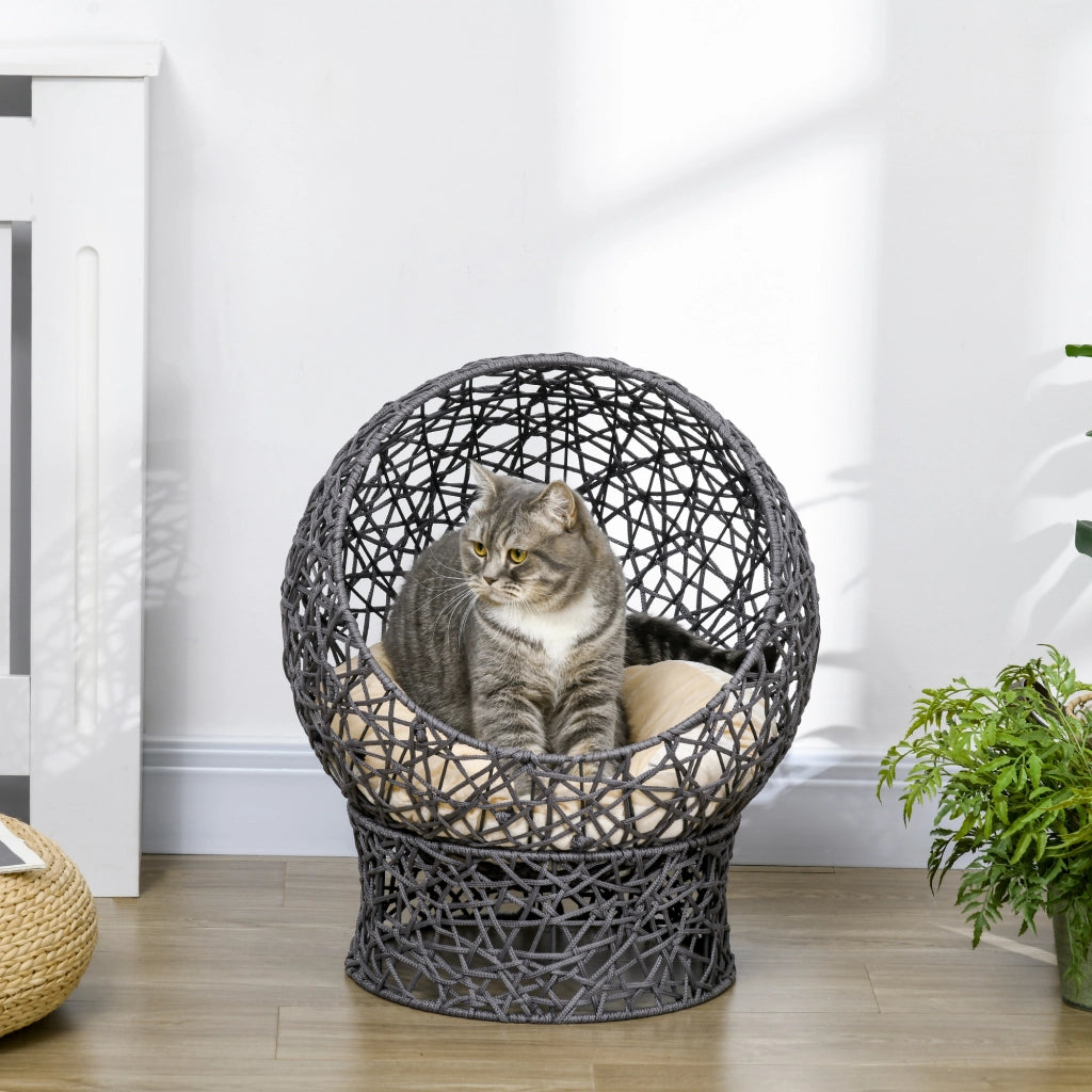 Casetta per gatti con cuscino ¨C zephmum ¨C crema e marrone 50x50x60