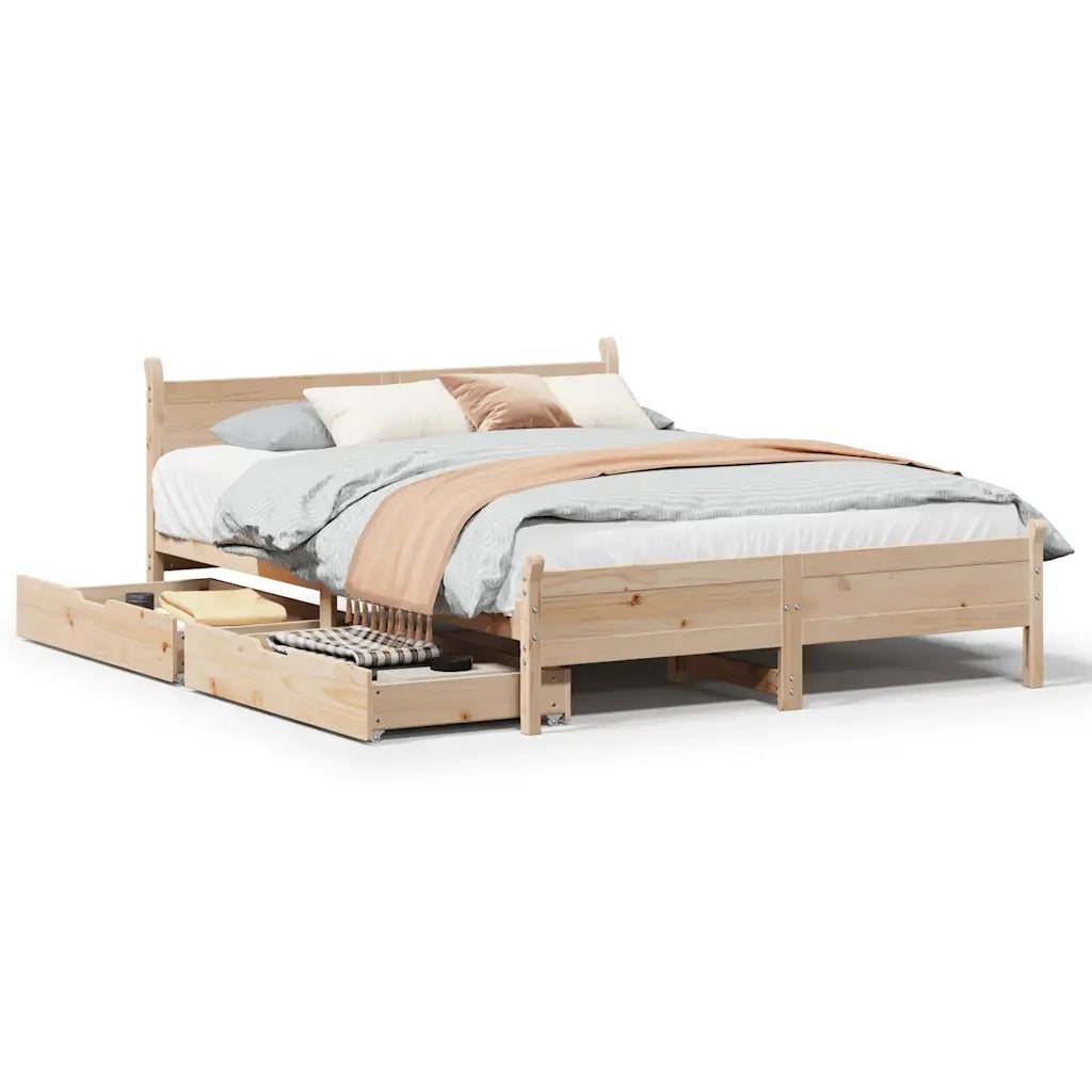 Letto senza Materasso 140x190 cm in Legno Massello di Pino 3309782