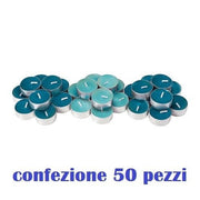 Trade Shop - Set 50 Pezzi Candele Blu Profumate Fragranza Oceano Tealight Lumini -