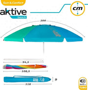 Strumento di schermatura per spiaggia grande Ø200cm impermeabile protezione UV 50 asta colorata 28-32mm asta flessibile inclusa borsa da trasporto