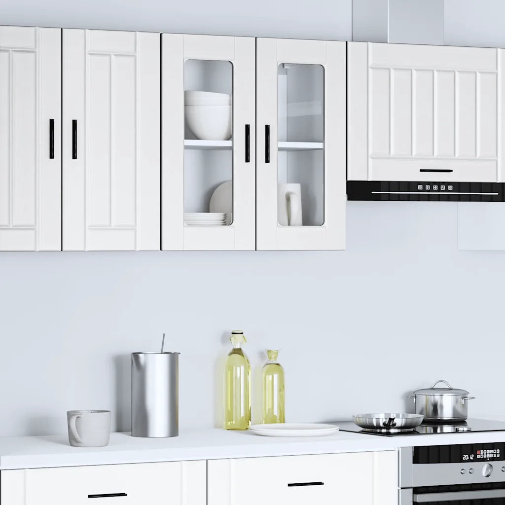 Pensile da Cucina | Mobile da Cucina con Porta in Vetro Porto Bianco