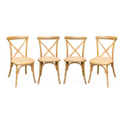 Set 4 sedie da bistrot vintage in legno, marrone naturale