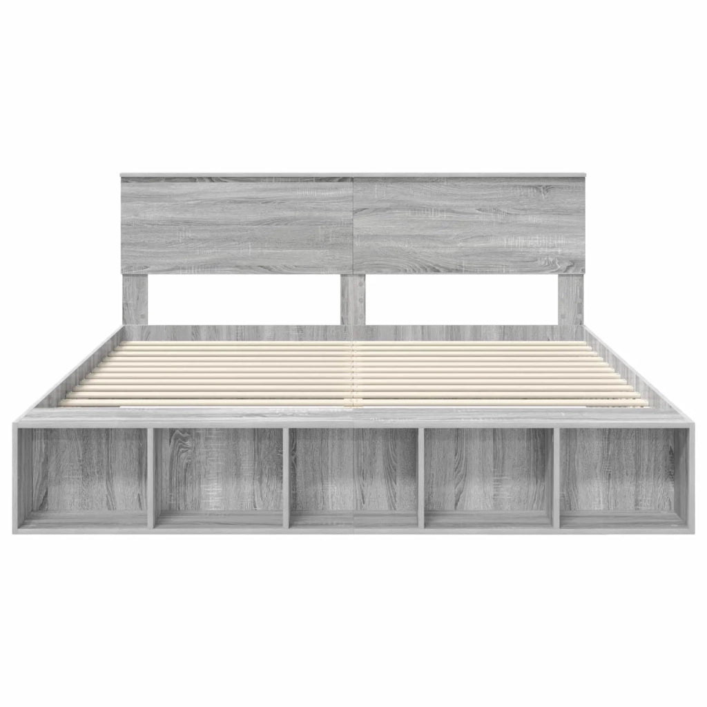 Struttura del letto con lo scaffale Grigio Sonoma 200 x 200 cm