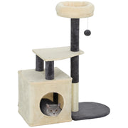 Tiragraffi per Gatti con Casetta e Lettino ¨C Zephmum ¨C Bianco Crema 92 cm