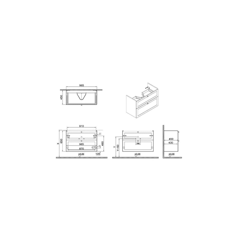 MOBILE BAGNO ROOT 100X46XH69CM VERDE FIORDO OPACO