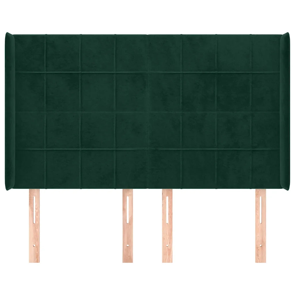 Testiera ad Orecchio Verde Scuro 147x23x118/128cm in Velluto 3119631