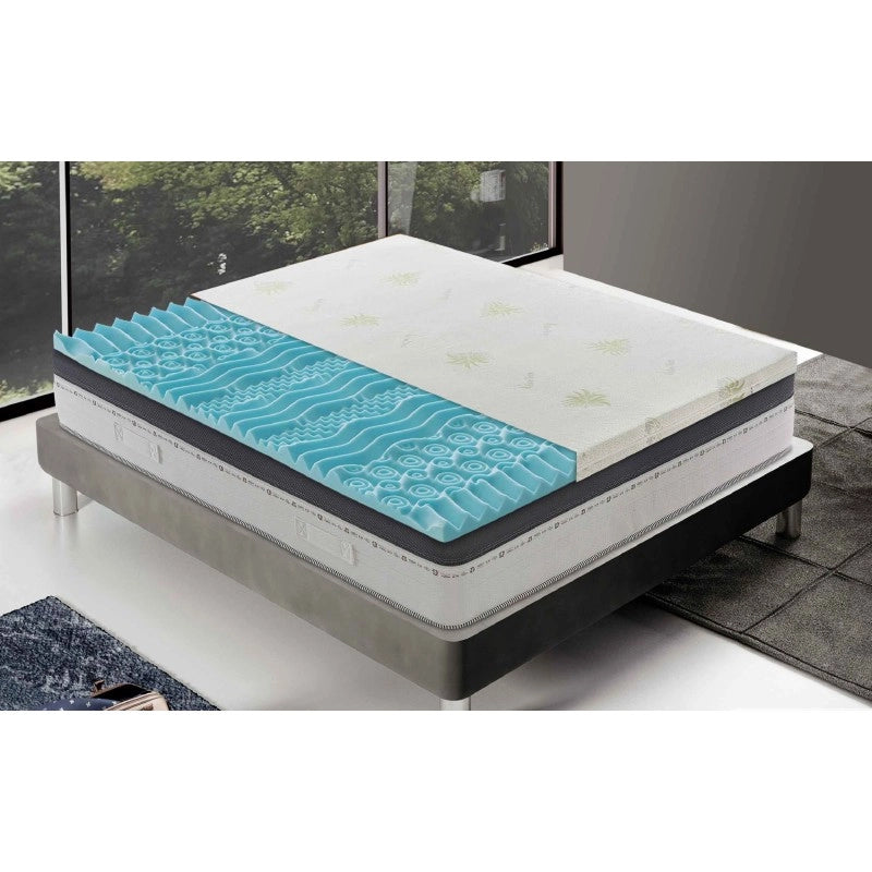 Topper correttore fresh memory pantografato alto 5cm 9 zone - rivestimento all’aloe vera - 120x200