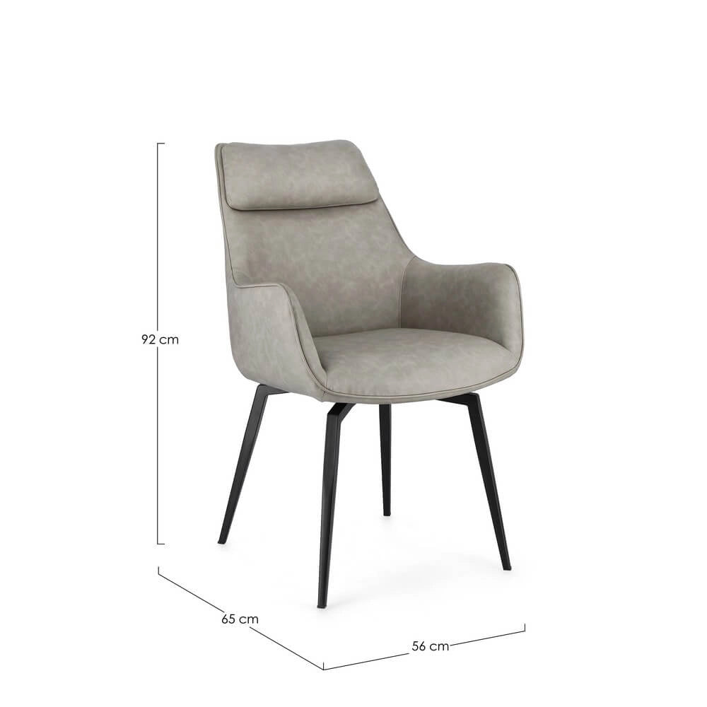Set di 2 Poltrone Imbottite in Similpelle con Gambe in Acciaio - MILES