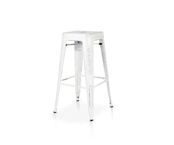 Set 6 sgabelli design metallo bianco invecchiato 43x43x76 - Mobili 2G