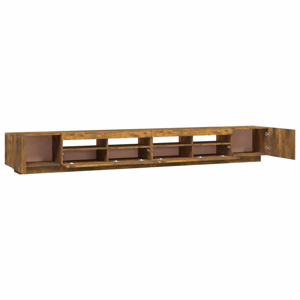 Set Mobili TV 3pz con Luci LED Rovere Fumo in Legno Multistrato 3120176