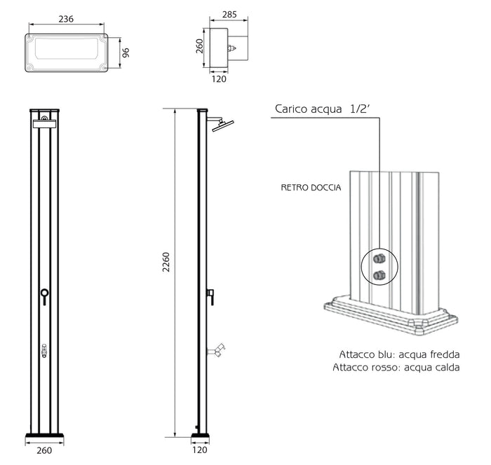 Doccia da Giardino Miscelatore Arkema Spring S Fascia Inox Sabbia