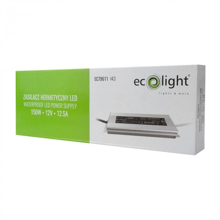 Alimentatore LED IP67 150W 12V 12,5A Ecolight EC79611