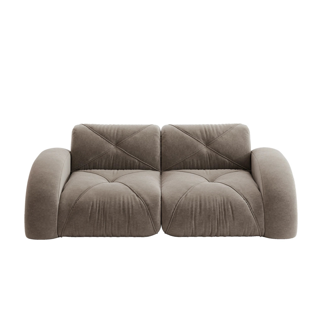 Divano modulare a 2 posti in ciniglia senza struttura con seduta morbida antiscivolo per salotto taupe 204 × 95 × 76 cm