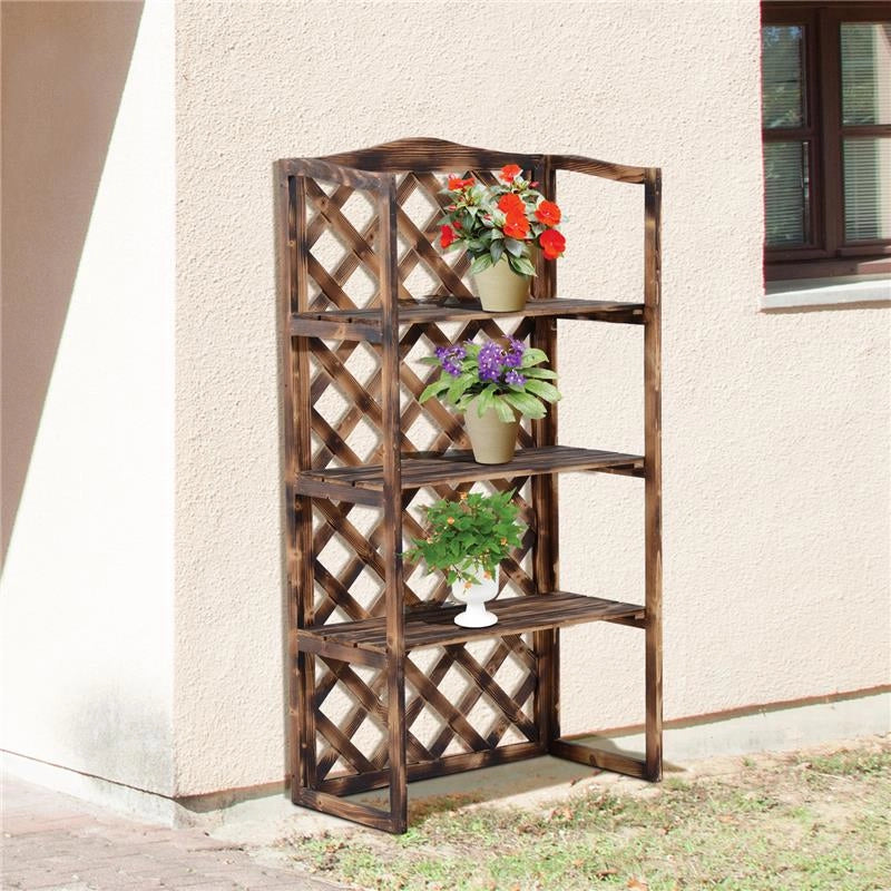 SCAFFALATURA FIORIERA PER PIANTE A 3 RIPIANI IN LEGNO DI ABETE 80 X 40 X 150 CM
