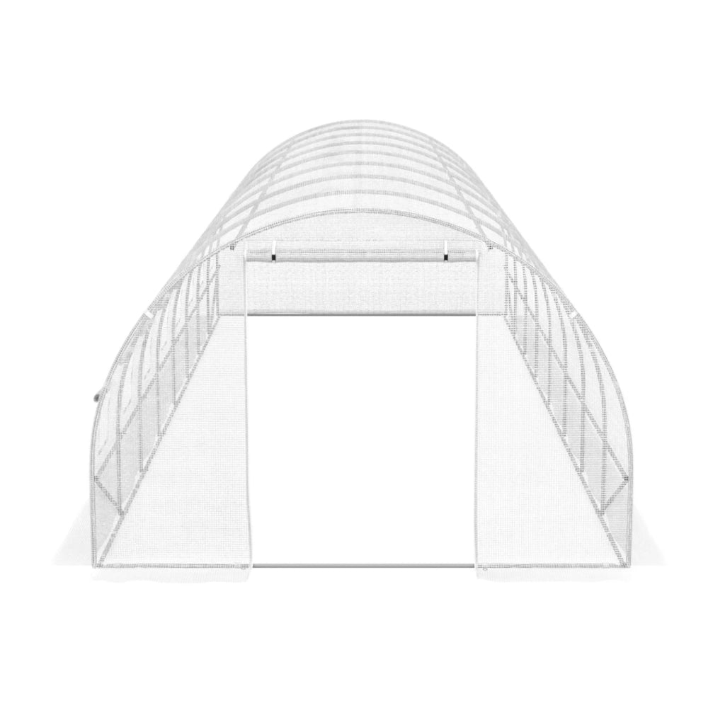 IDMarket - Telone di ricambio per serra da giardino a tunnel da 24 m² (8 x 3 x 2 m), anti-UV, con porta e finestre, modello DES ANDES, bian