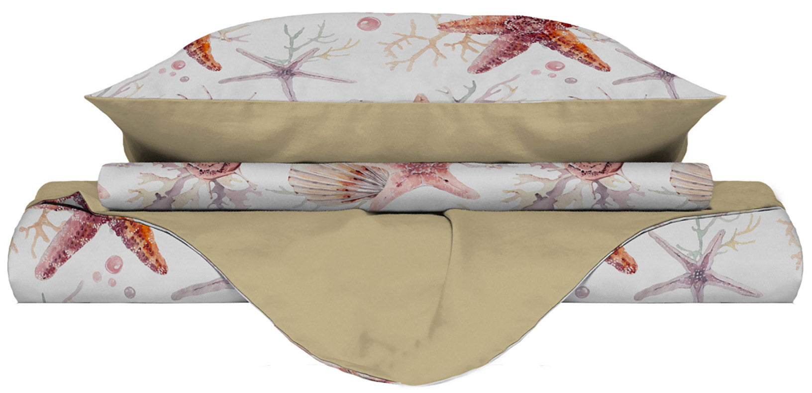 Copripiumino Matrimoniale con Stampa sul Sacco e Federe Doubleface Starfish