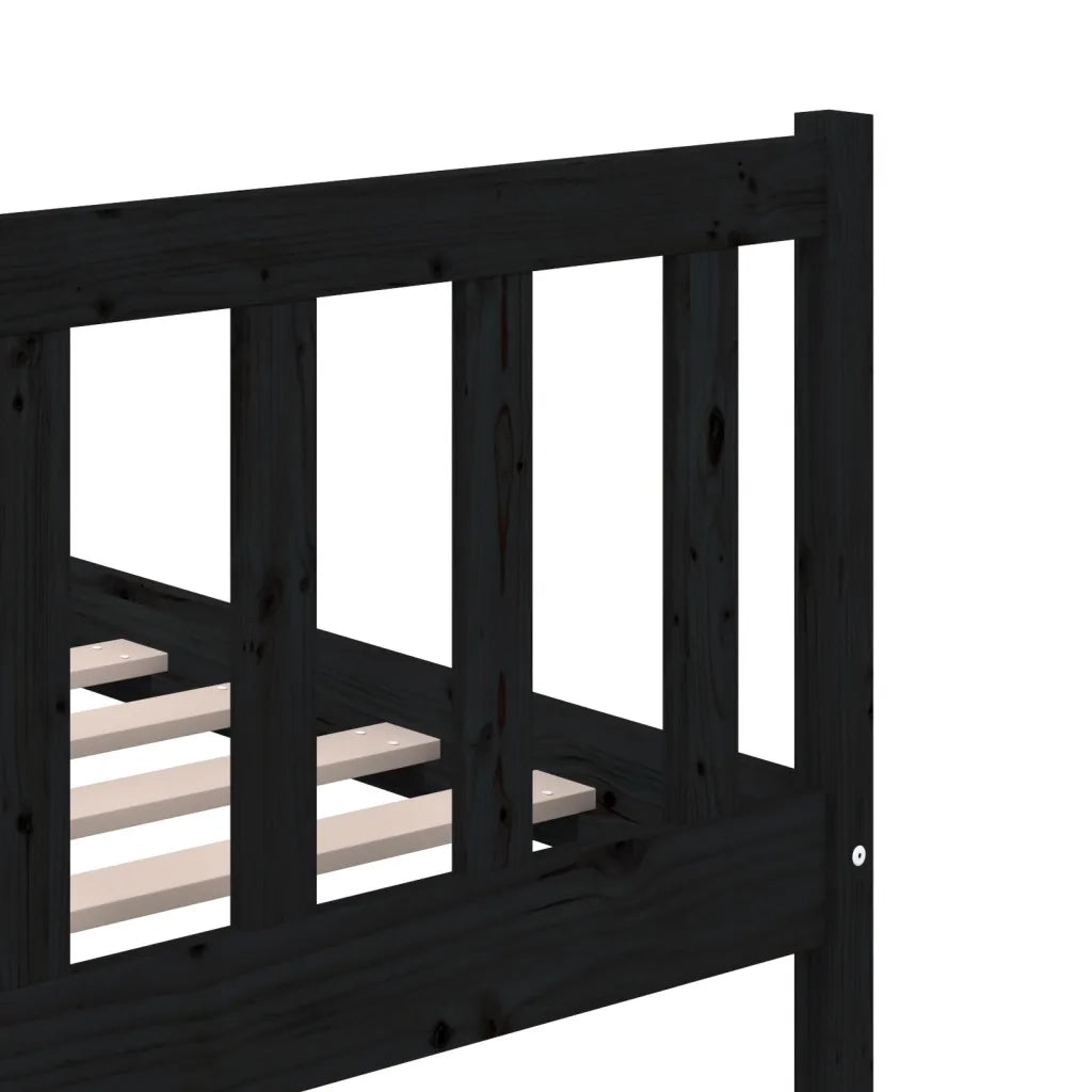 Giroletto-Struttura Letto Nero in Legno Massello 200x200 cm 863499