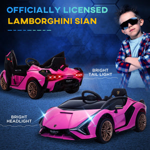 Macchina Elettrica per Bambini 12V con Licenza Lamborghini Sian FKP 37 Rosa