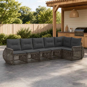 Set Divano da Giardino 6 pz Grigio e Grigio Scuro polyrattan 3435422