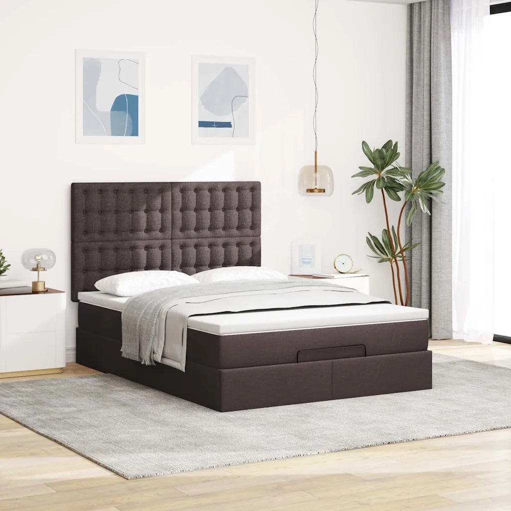 Struttura Letto Pouf con Materasso 140x190 cm in Tessuto 3314172