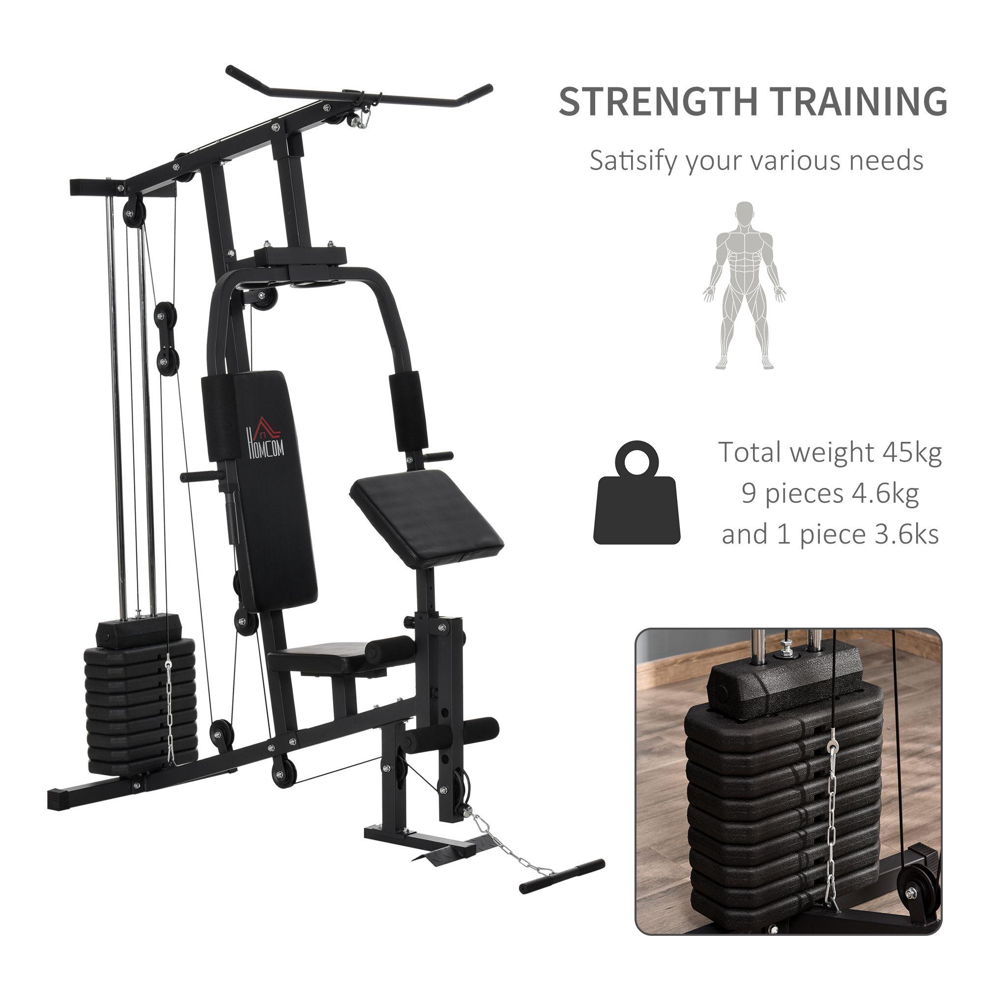 Stazione Fitness Multifunzione 148x108x207 cm in Acciaio Nero