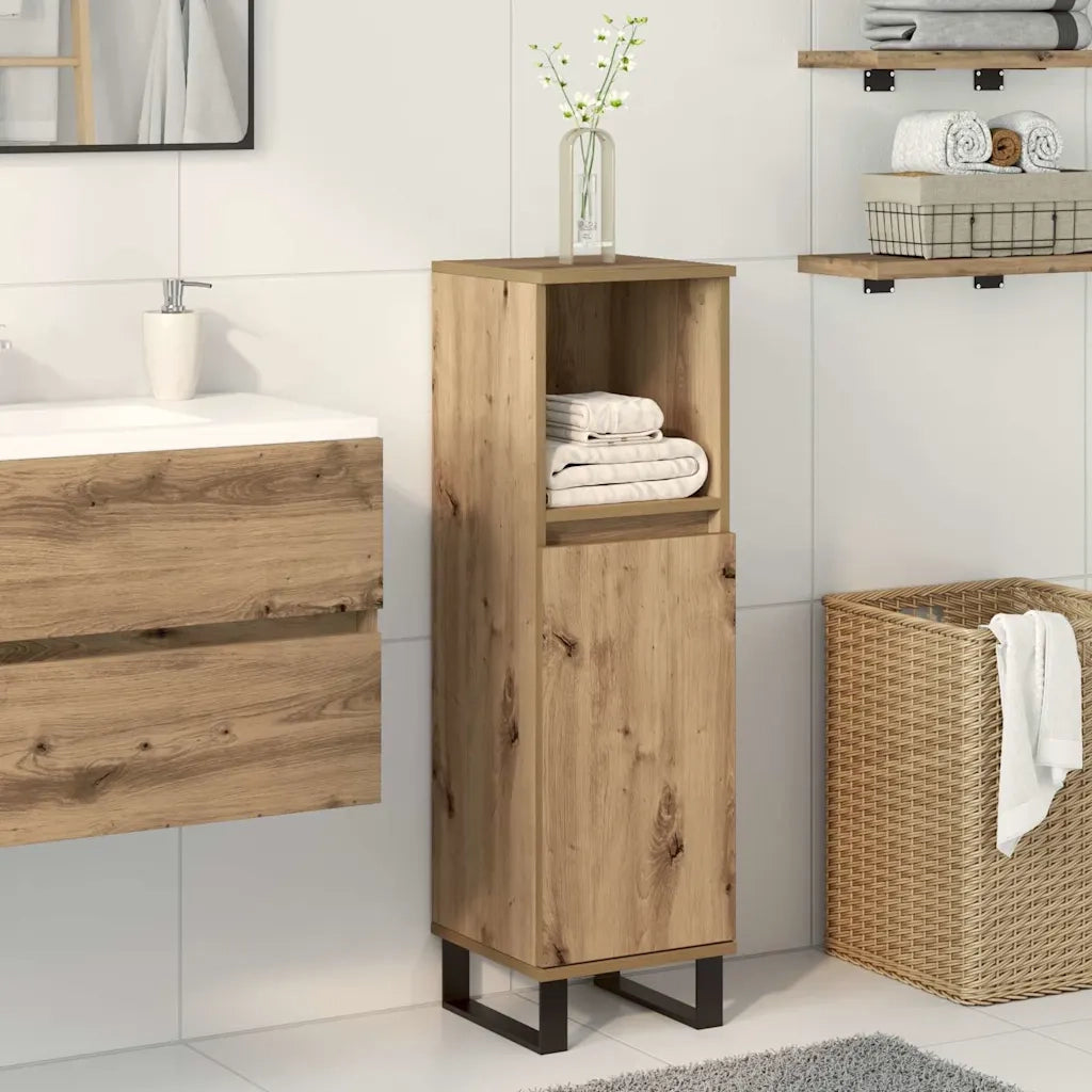 Armadietto da Bagno Rovere Artigianale 30x30x100 cm Truciolato 857212