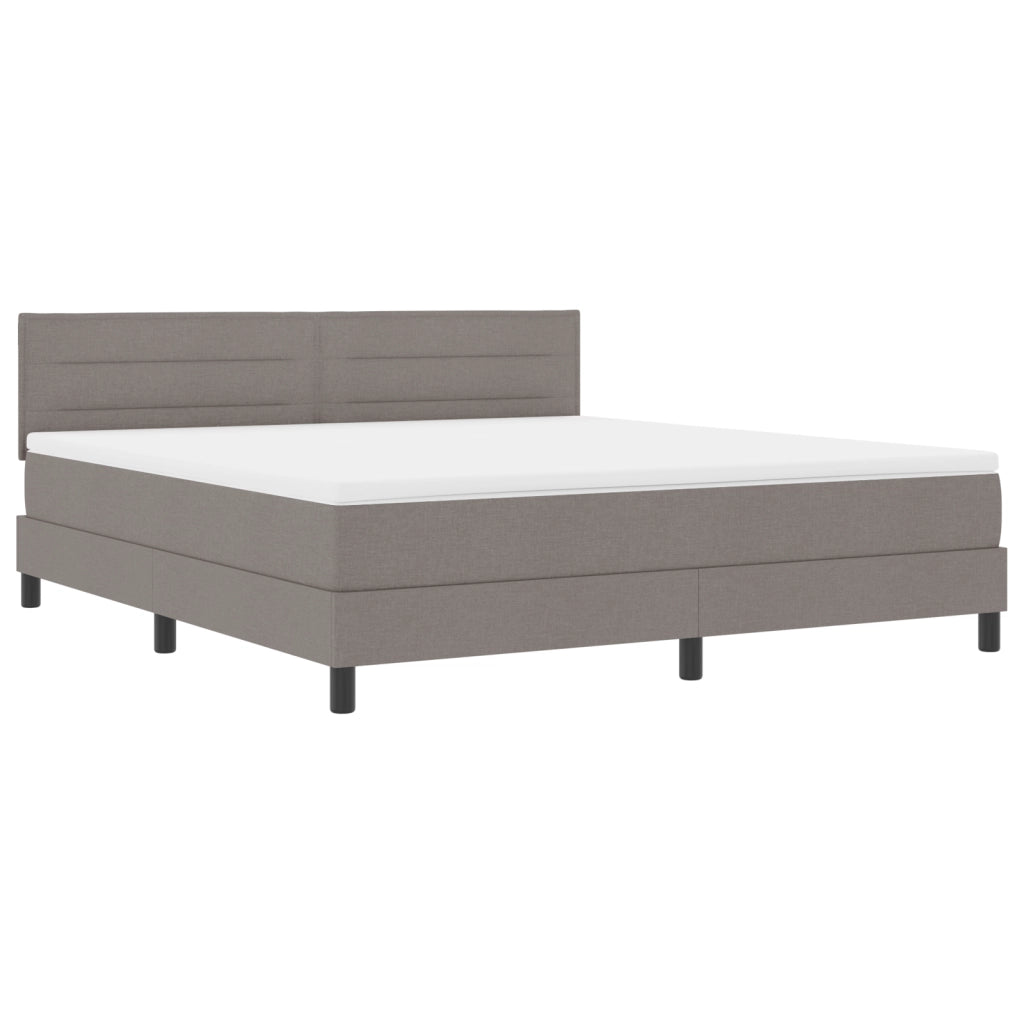 Letto Box Spring con Materasso e LED Taupe 180x200 cm Tessuto