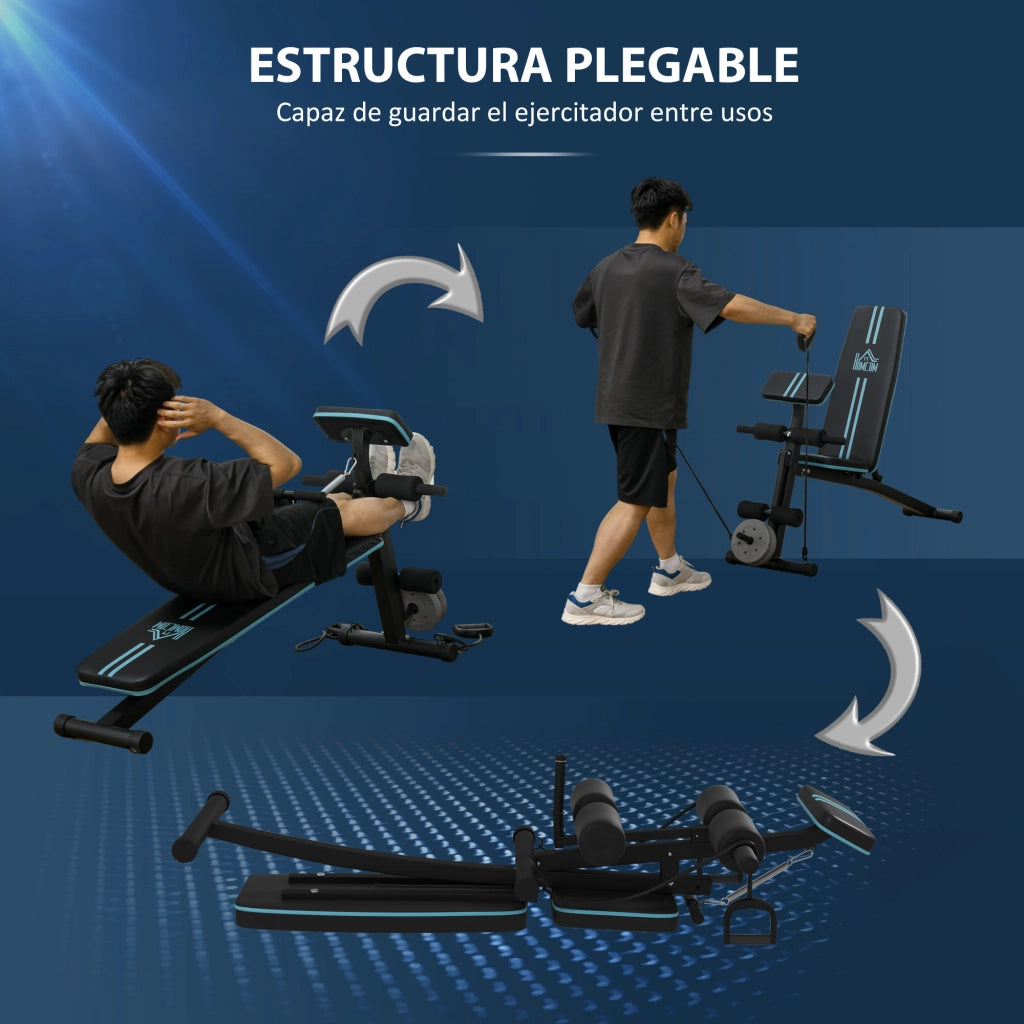 Banco Pieghevole per Palestra con Schienale Regolabile e Cuscinetto Predicatore ¨C zephmum ¨C 160x54x106 cm Nero