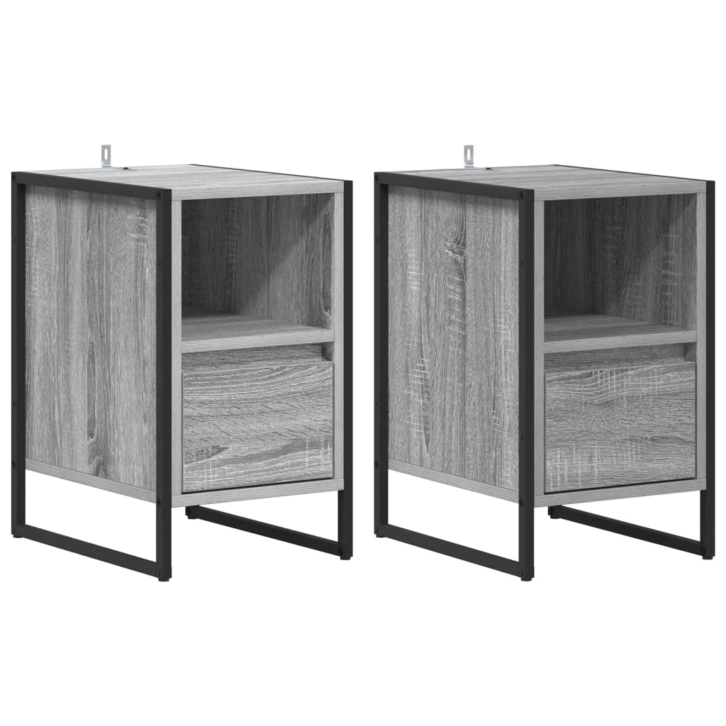 Comodino con cassetto 2 pcs Grigio Sonoma 39,5 x 30 x 50 cm