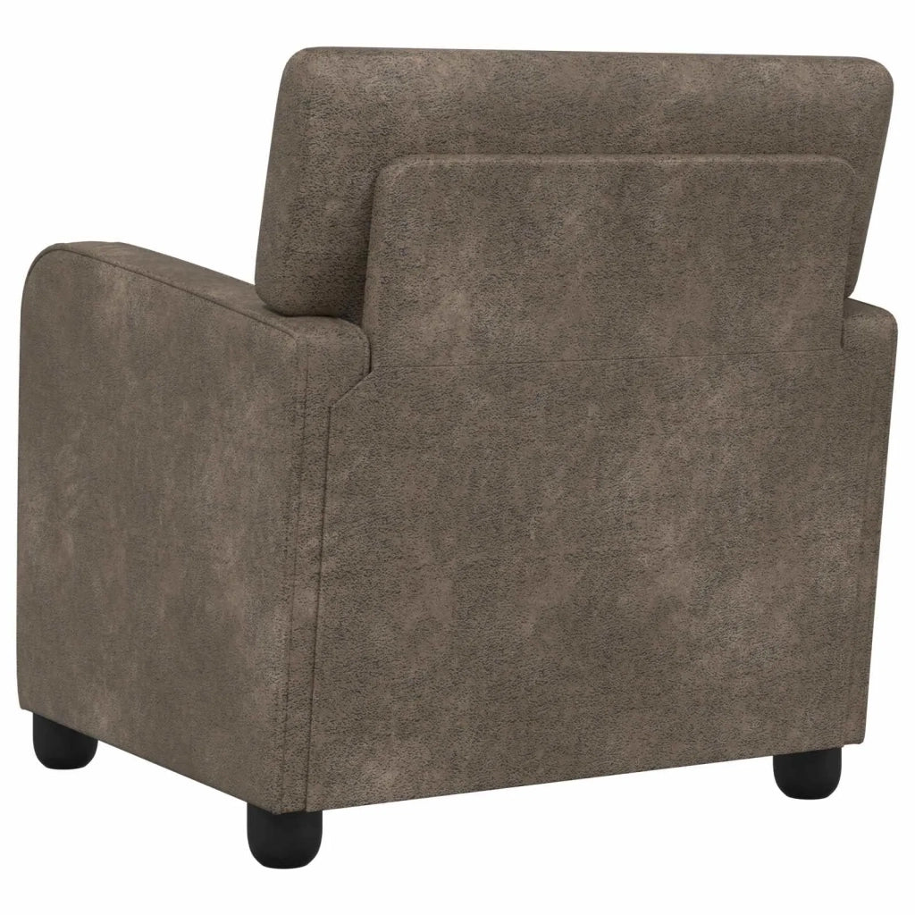 Poltrona Grigio Scuro Pelle Scamosciata Sintetica 42043425