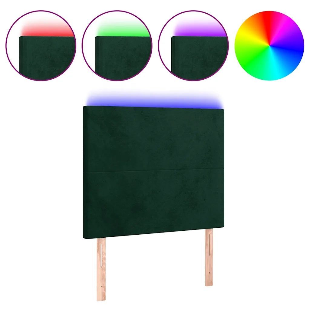 Testiera a LED Verde Scuro 90x5x118/128 cm in Velluto 3122183