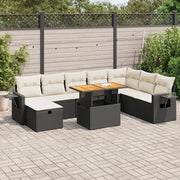 vidaXL Set Divani da Giardino 9 pz con Cuscini Nero Polyrattan Acacia