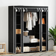 Armadio in Tessuto con Scomparti e Aste 45x150x176 cm Nero 240495