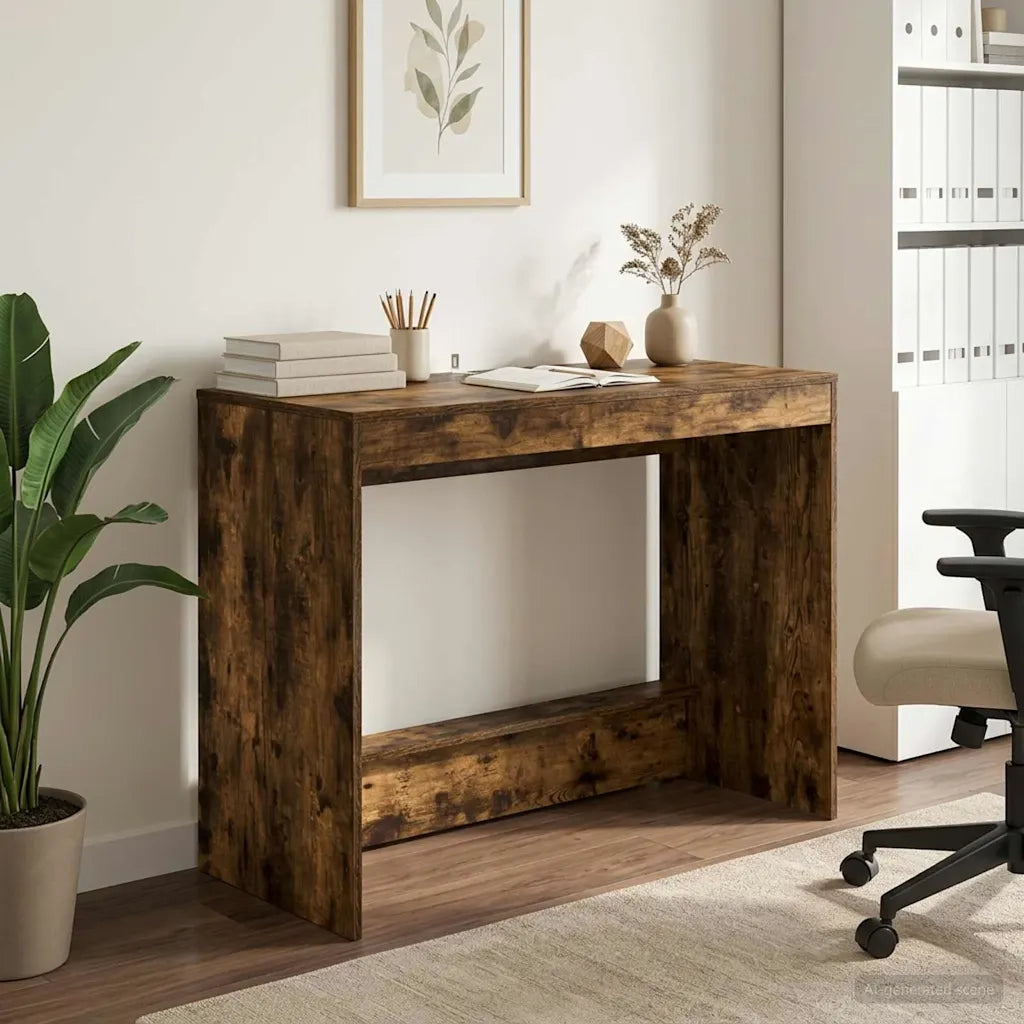 Scrivania | Tavolo da Ufficio Letto Rovere Fumo Legno ingegnerizzato