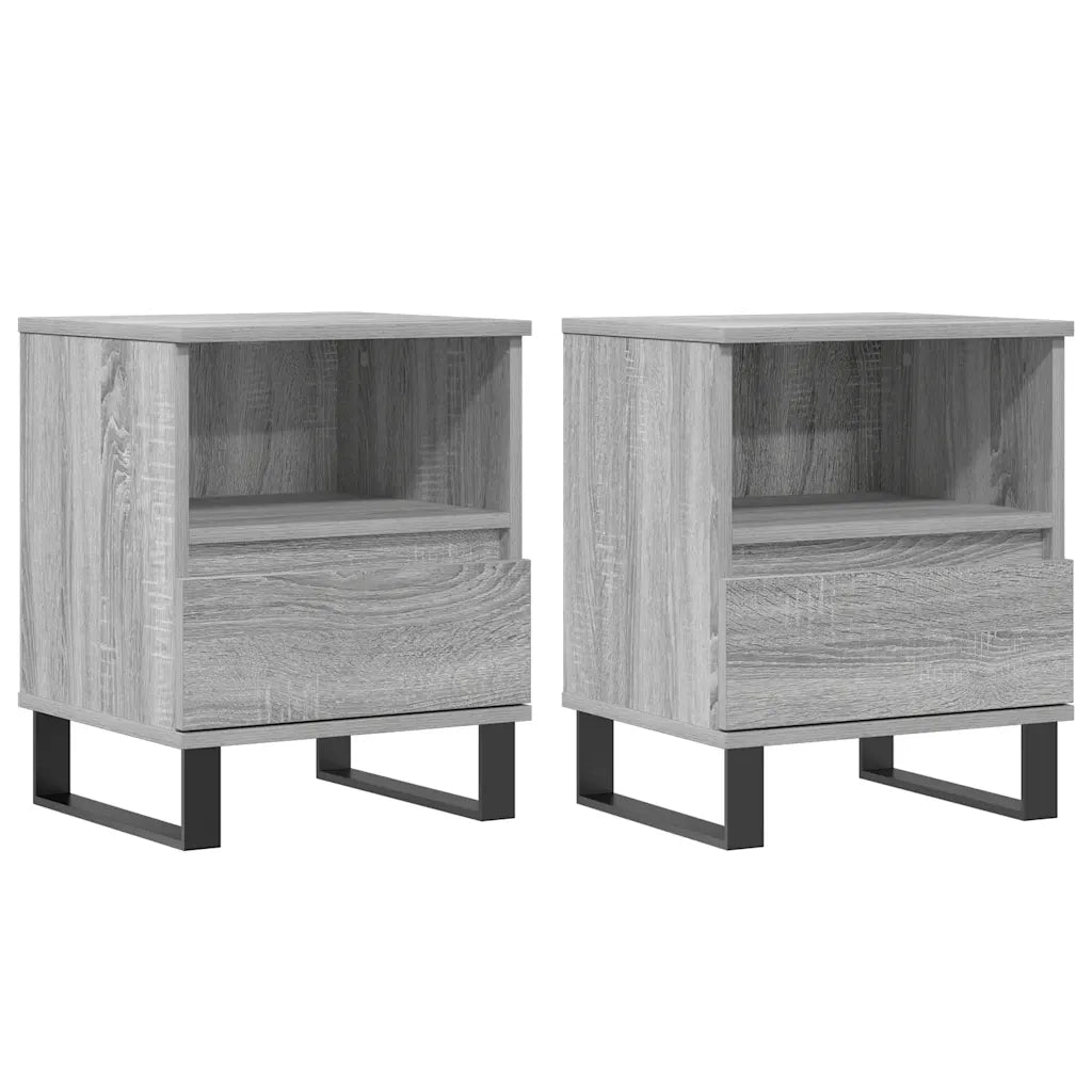 Comodini 2pz Grigio Sonoma 40x35x50 cm in Legno Multistratocod mxl 126471